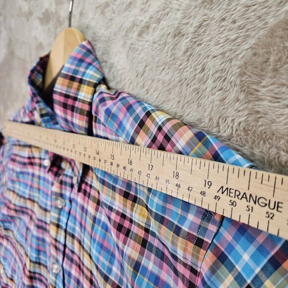 Bill & Blass Plaid Shirt Non Iron Button-Down Colorful Checkered Pattern Mens L - Picture 5 of 10